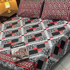 3PCS KING COTTON BED SHEET B-849