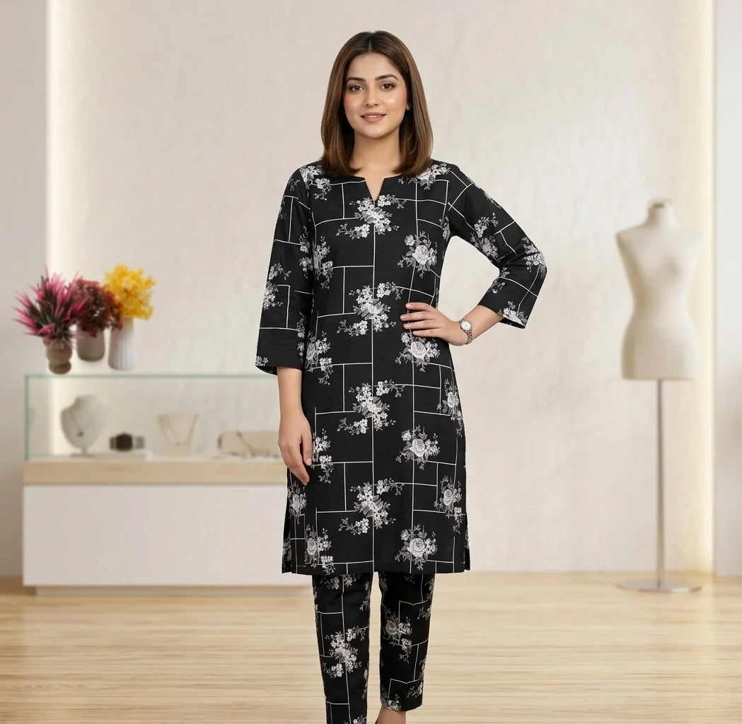 2 Piece LawnDigital  Print Suit Design LS204 – Elegant Ladies Summer Wear | Soft & Breathable Fabric