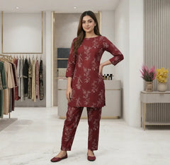 2 Piece – Cotton Digital Print Suit ( Design LS185)