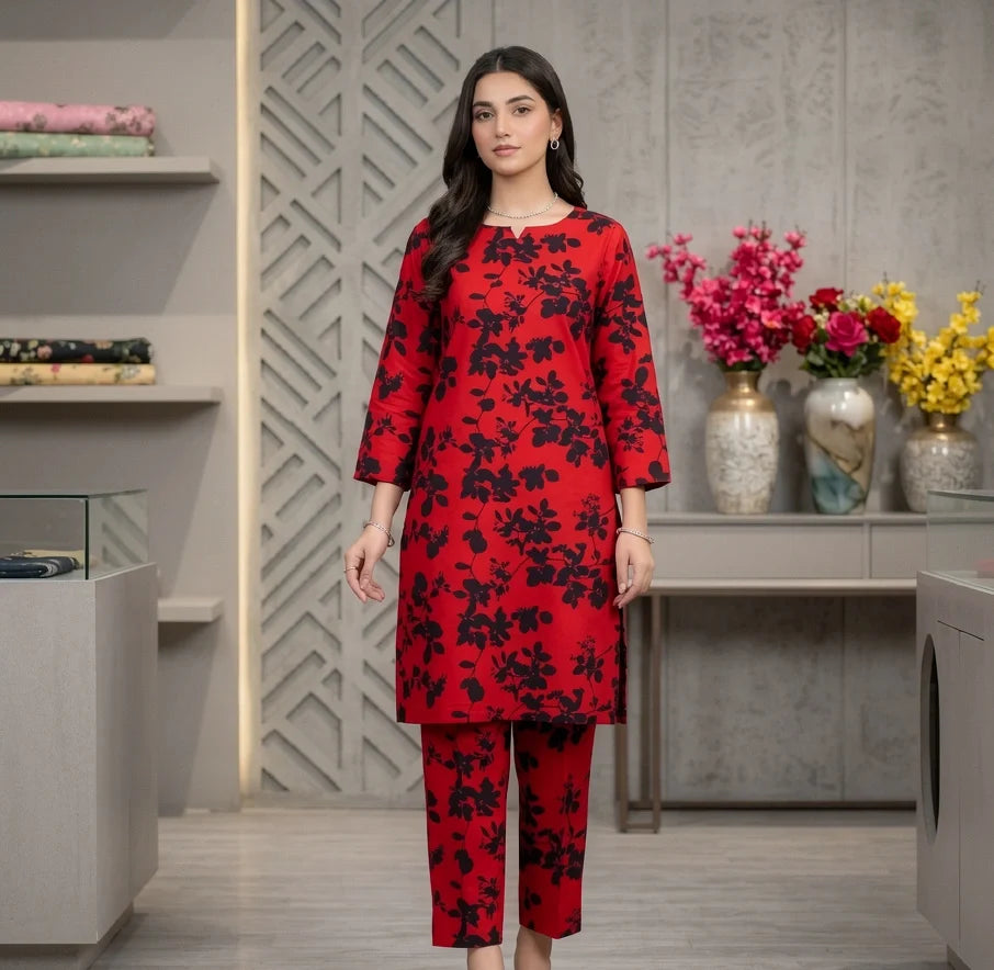 2 Piece LawnDigital  Print Suit Design LS136 – Elegant Ladies Summer Outfit | Soft & Breathable Fabric