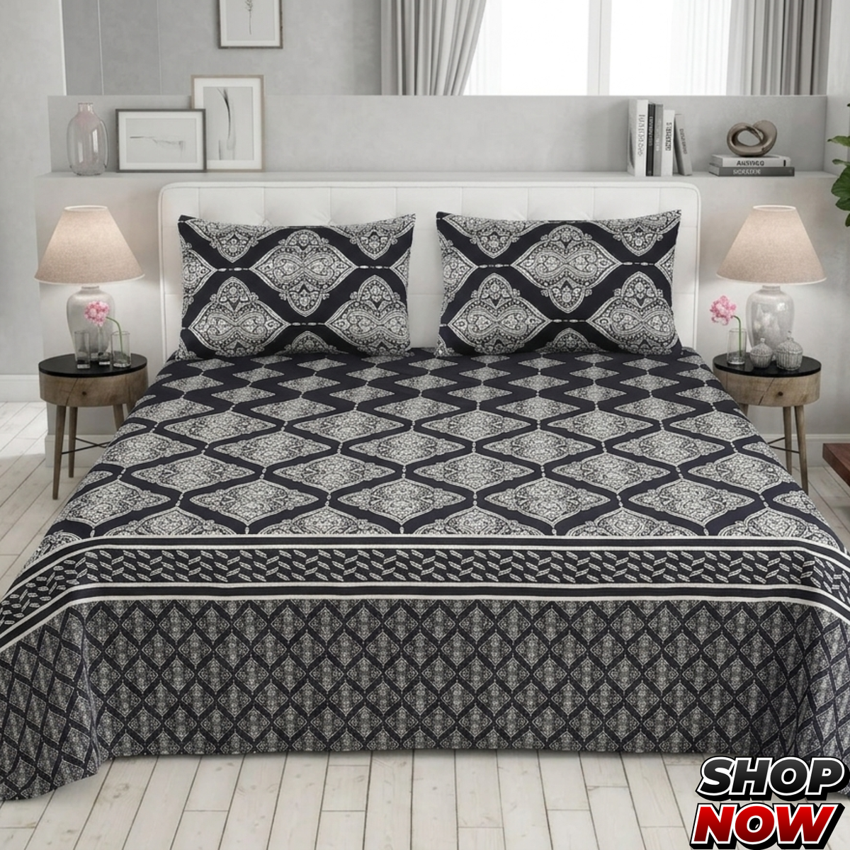 3 Pcs Cotton Bed sheet B 108