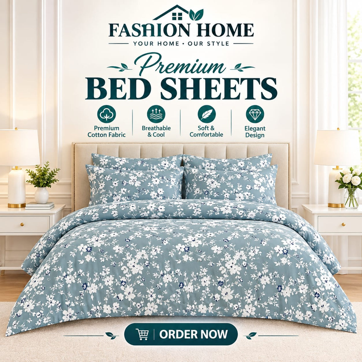 PURE COTTON PC BED SHEET 76/68 PC 1011
