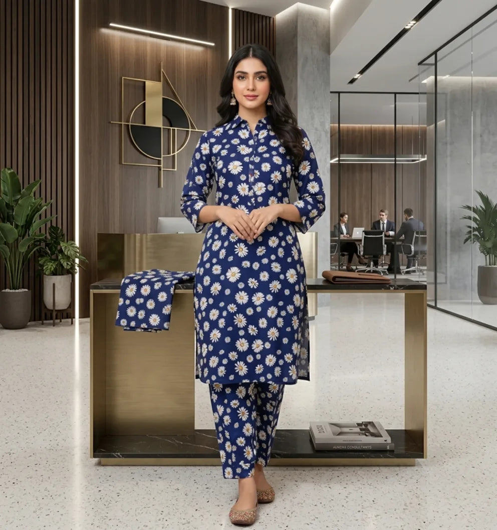 2 Piece LawnDigital  Print Suit Design LS188 – Elegant Ladies Summer Collection | Soft & Breathable Cotton Fabric